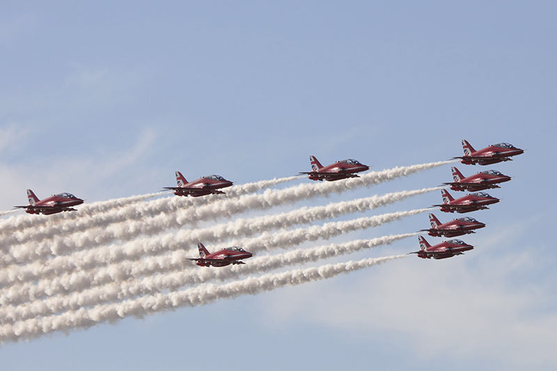 Red arrows flying in