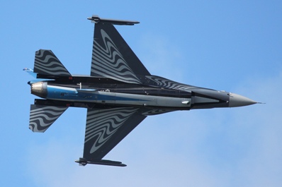 f-16  first blast across bay